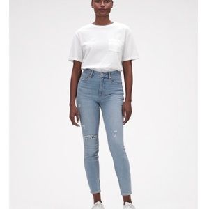 Gap High Rise Curvy Distressed Skinny Ankle Jeans